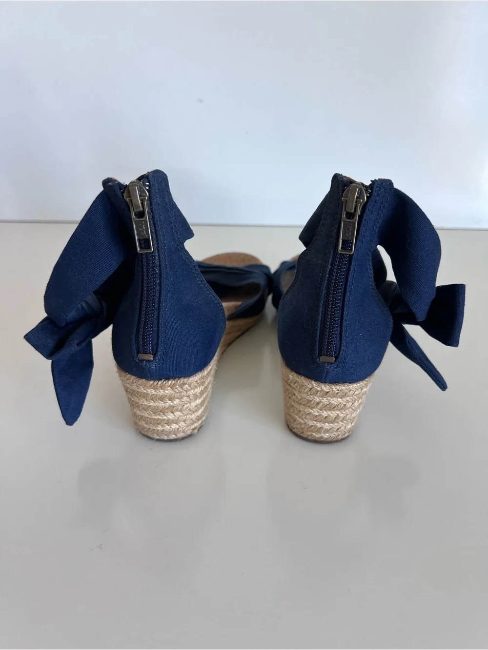 Ugg Women's Traci Espadrille Wedge Navy Blue Wrap Ankle Bow Sandal Resortwear